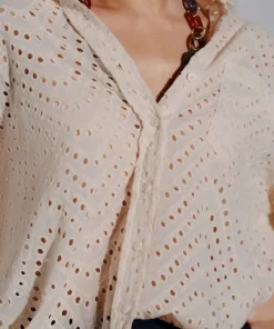 Outlet Sapphire Embroidered Loose-Fit Shirt Beige
