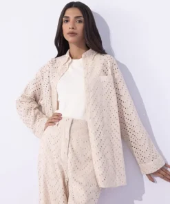 Outlet Sapphire Embroidered Loose-Fit Shirt Beige