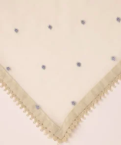 Sale Sapphire Embroidered Organza Dupatta Beige