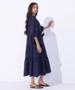 Fashion Sapphire Embroidered Tier Dress Navy Blue
