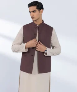 Discount Sapphire Embroidered Tropical Waistcoat - Regular Fit Brown