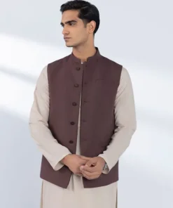 Discount Sapphire Embroidered Tropical Waistcoat - Regular Fit Brown