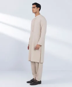 New Sapphire Embroidered Viscose Blended Suit - Regular Fit Beige