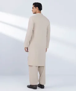 New Sapphire Embroidered Viscose Blended Suit - Regular Fit Beige