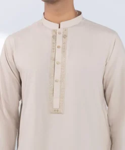Discount Sapphire Embroidered Viscose Blended Suit - Slim Fit Beige