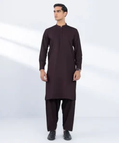 Clearance Sapphire Embroidered Viscose Blended Suit - Regular Fit Maroon