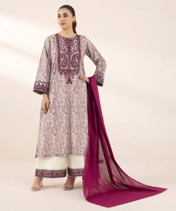 Best Sapphire Embroidered Voile Dupatta Purple
