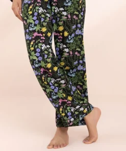 Online Sapphire Floral Print Woven PJ Set Black
