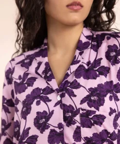 Fashion Sapphire Floral Print Woven PJ Set Pink & Purple