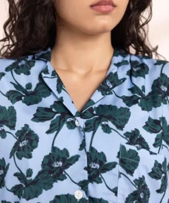 Online Sapphire Floral Print Woven PJ Set Blue & Green