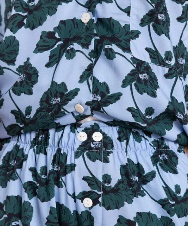 Online Sapphire Floral Print Woven PJ Set Blue & Green