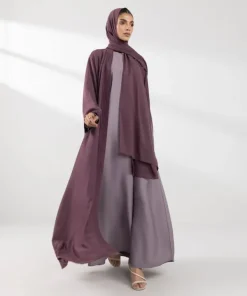 Online Sapphire Front Open Abaya Set Mauve