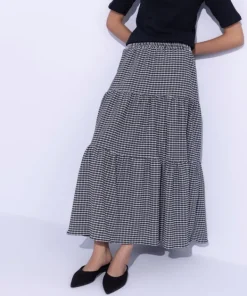 New Sapphire Gingham Tier Skirt Black & White