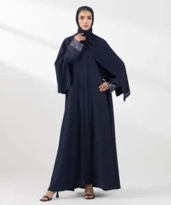 New Sapphire Hand Embellished Abaya Set Navy Blue
