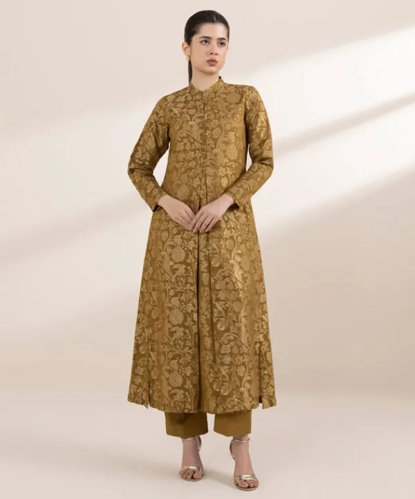 Fashion Sapphire Jacquard Pishwas