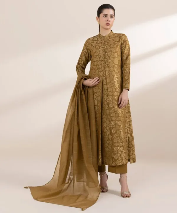 Fashion Sapphire Jacquard Pishwas