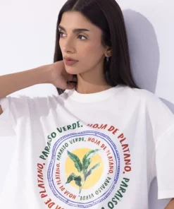 Online Sapphire Loose Fit Graphic T-Shirt White