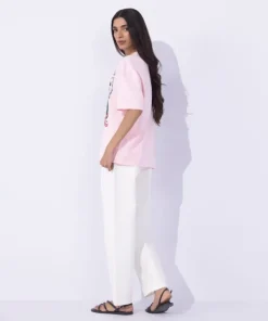 Clearance Sapphire Loose Fit Graphic T-Shirt Pink