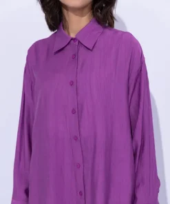 Sale Sapphire Oversized Button Through Shirt Magenta