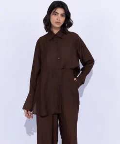 Online Sapphire Oversized Button Through Shirt Brown