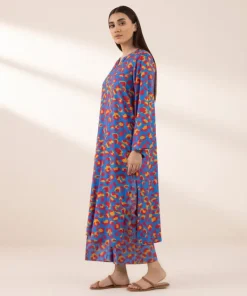 Hot Sapphire Printed Arabic Lawn Shirt