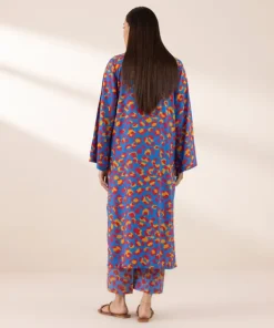 Hot Sapphire Printed Arabic Lawn Shirt
