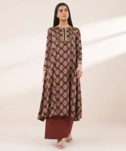 Hot Sapphire Printed Arabic Lawn Shirt