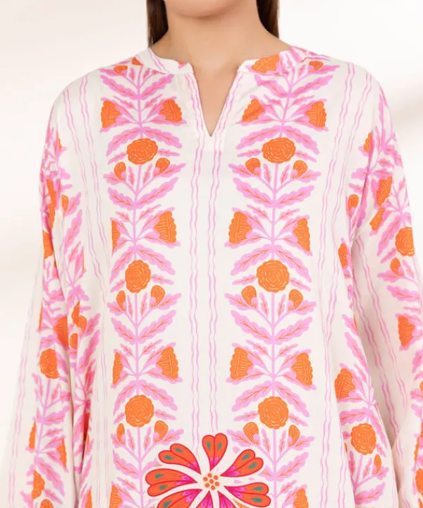 Hot Sapphire Printed Arabic Lawn Shirt