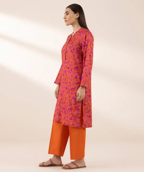 Hot Sapphire Printed Arabic Lawn Shirt