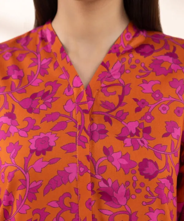 Hot Sapphire Printed Arabic Lawn Shirt
