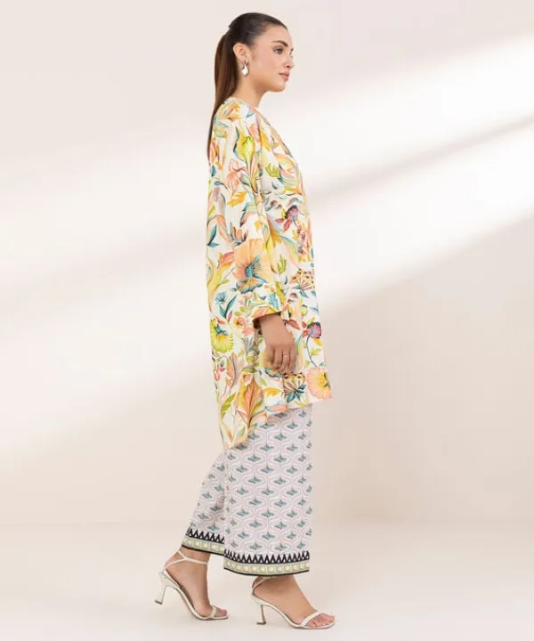 Hot Sapphire Printed Arabic Lawn Shirt