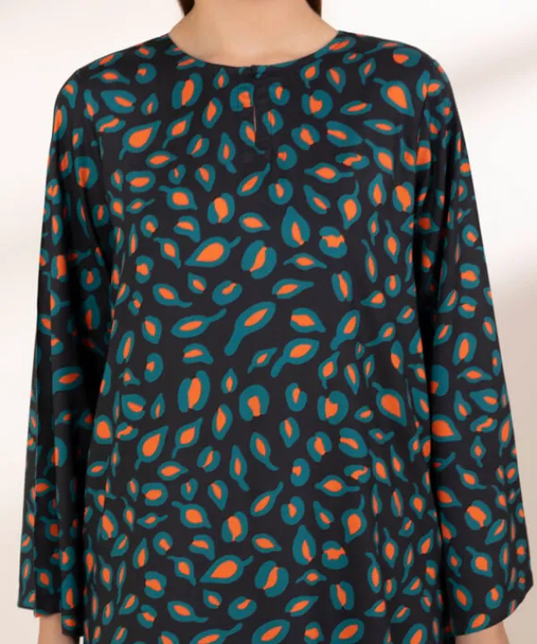 Hot Sapphire Printed Arabic Lawn Shirt