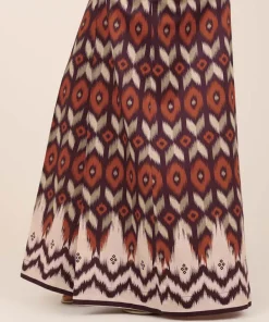 Fashion Sapphire Printed Cambric Flared Pants Purple