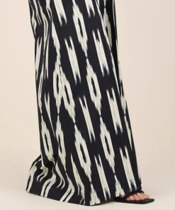 Best Sapphire Printed Cambric Flared Pants Black