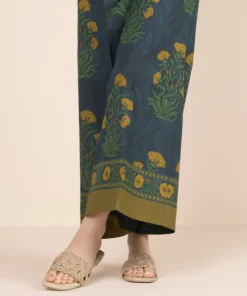 Hot Sapphire Printed Cambric Flared Pants Blue