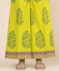 Online Sapphire Printed Cambric Flared Pants Green