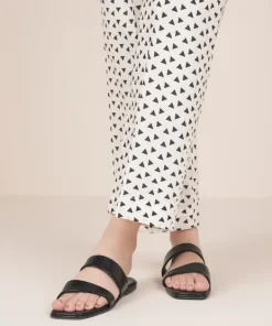 Clearance Sapphire Printed Cambric Straight Pants
