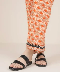 Hot Sapphire Printed Cambric Straight Pants