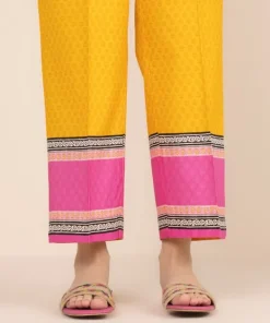 Discount Sapphire Printed Cambric Straight Pants Yellow