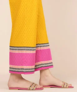 Discount Sapphire Printed Cambric Straight Pants Yellow