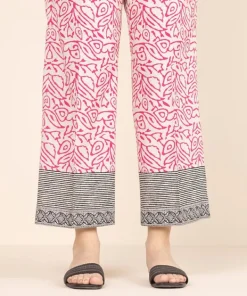 Clearance Sapphire Printed Cambric Straight Pants Pink