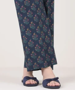 Clearance Sapphire Printed Cambric Straight Pants