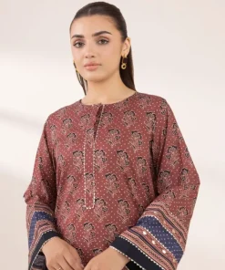 Sale Sapphire Printed Lawn Shirt Maroon
