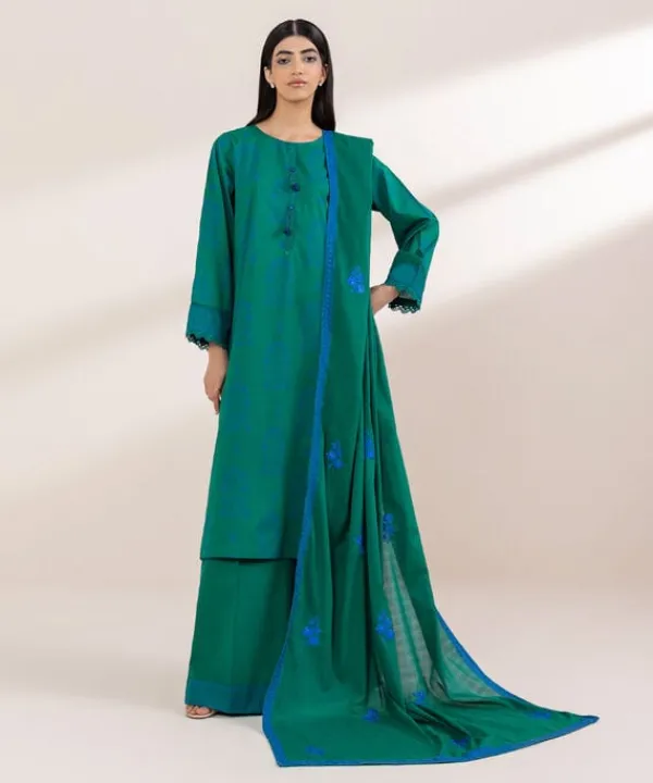 Discount Sapphire Printed Lawn Shirt Green