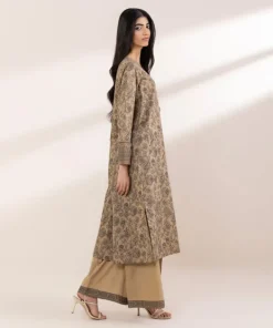 Outlet Sapphire Printed Lawn Shirt Coffee Brown