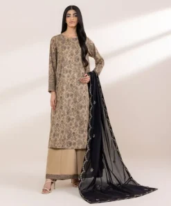 Outlet Sapphire Printed Lawn Shirt Coffee Brown