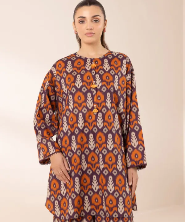 Online Sapphire Printed Lawn Shirt Purple