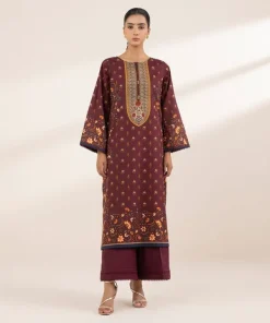 Sale Sapphire Printed Lawn Shirt Maroon
