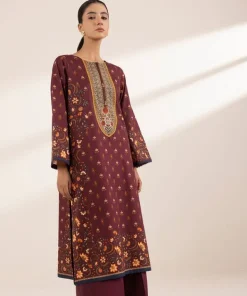 Sale Sapphire Printed Lawn Shirt Maroon