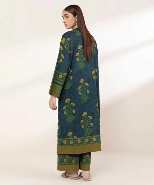 Hot Sapphire Printed Lawn Shirt Blue